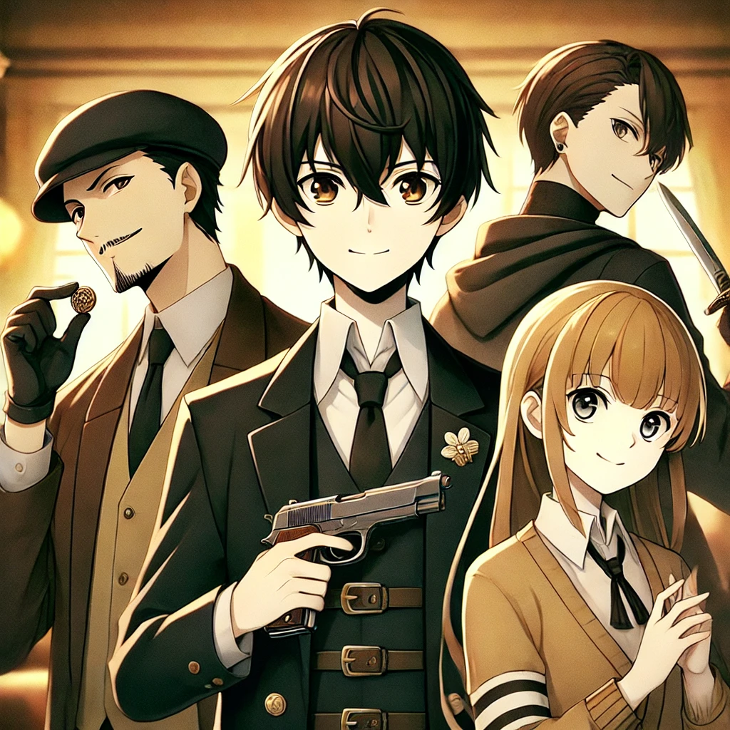 Best Anime Releases Anime-style fan art featuring the Forger Family from Spy x Family Season 3. Loid Forger in a sleek black suit, holding a silenced pistol with a calm expression. Yor Forger in an assassin outfit, holding a sharp dagger with a deadly look. Anya Forger in her school uniform with a mischievous smile. The family is posing together in a cozy living room with a slight spy-mission vibe.