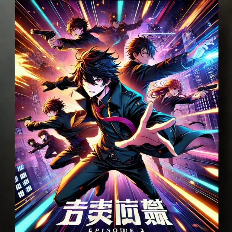 A dynamic and action-packed poster featuring key characters from Sakamoto Days Episode 3, showcasing intense battle scenes and stylish anime aesthetics.